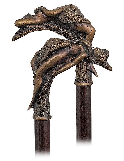 Appraisal: Knob Kerrie Mythological Erotic Cane -Ca -Well modeled bronze casting