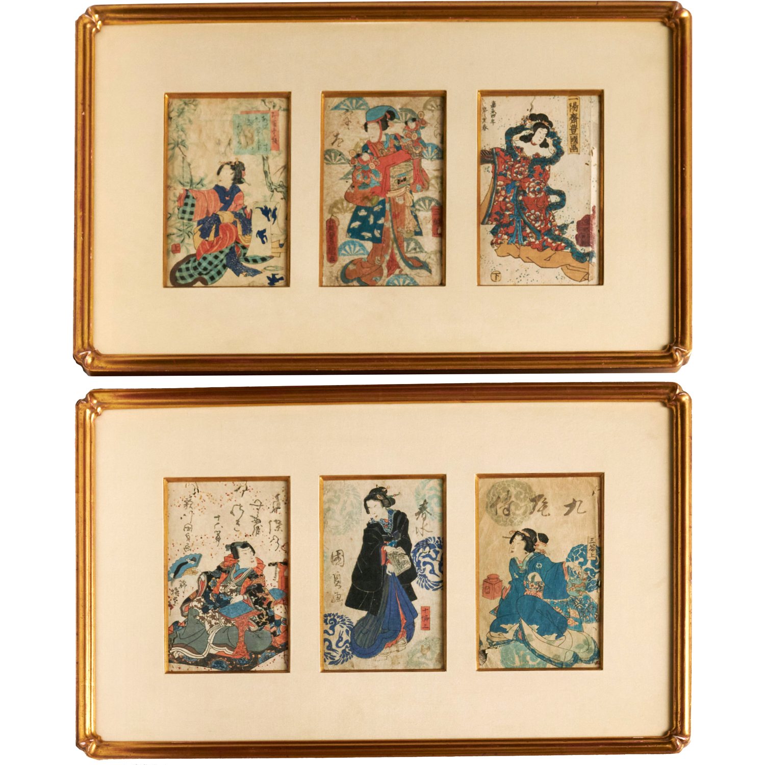 Appraisal: GROUP OF ANTIQUE JAPANESE WOODBLOCK PRINTS Likely th c or