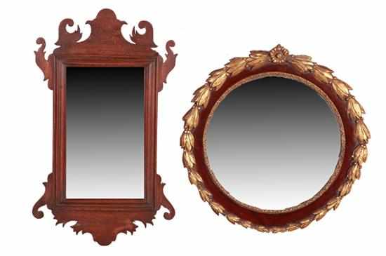 Appraisal: Diminutive Chippendale style mirror and another Chippendale style mahogany mirror