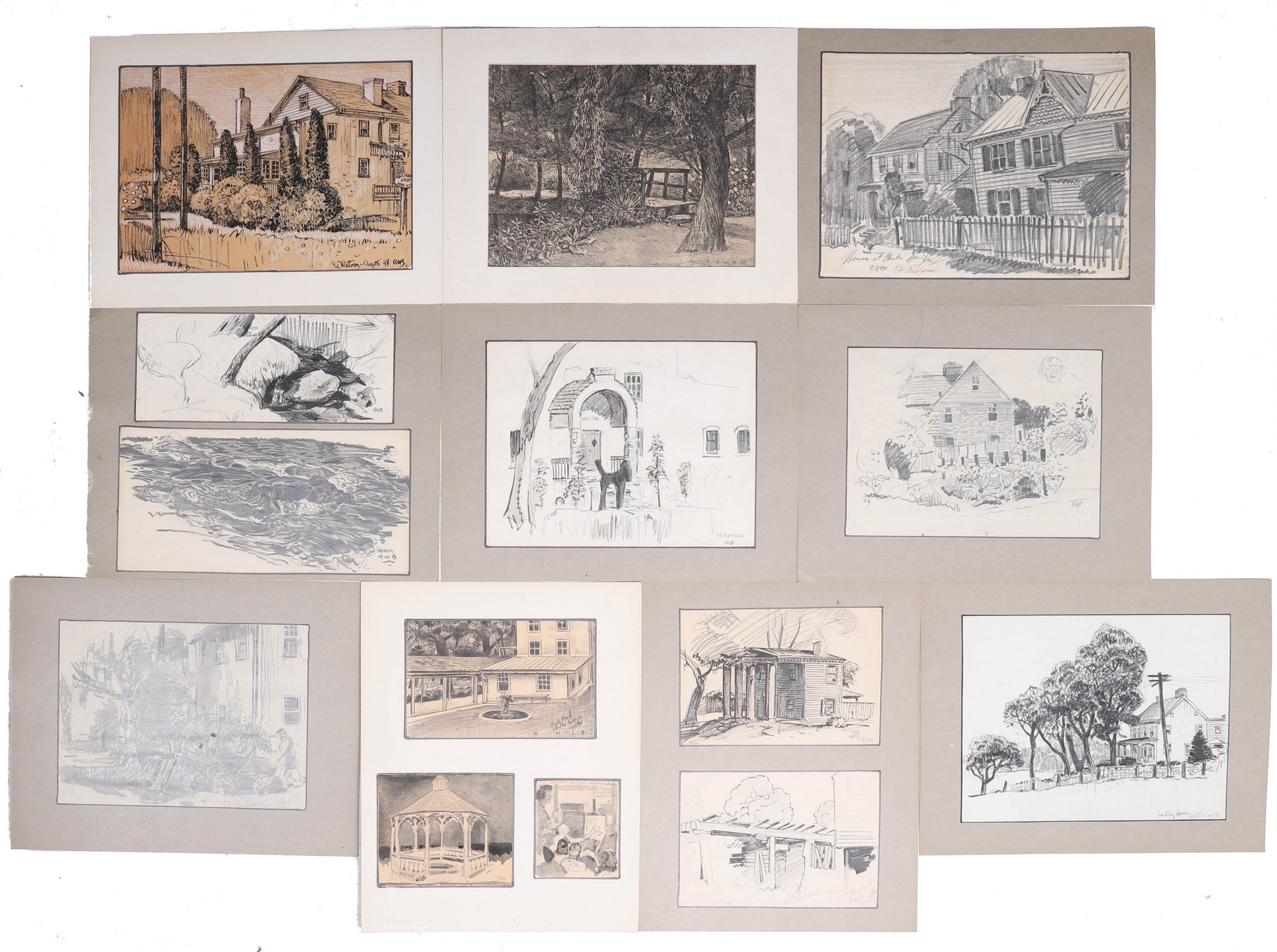 Appraisal: Richard Wood Baldwin American - Drawings including Hedgerow Theatre Railroad