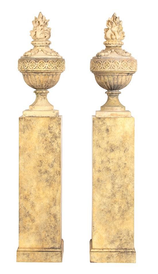 Appraisal: A Pair of English Urns Height of urn overall inches