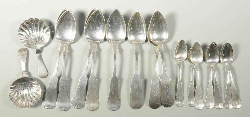 Appraisal: Coin Silver Flatware inc F H Clark pcs Group of