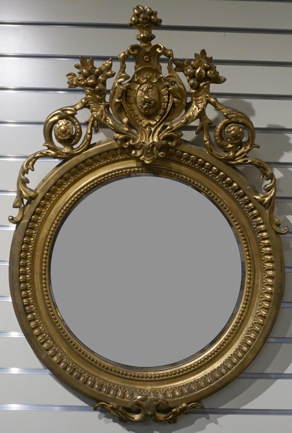 Appraisal: Rococo Style Gilt Gesso Hanging Mirror Frame x in x