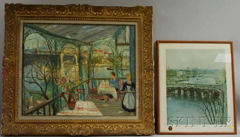 Appraisal: Serge Belloni Italian b Two Works Cafe Scene Along the