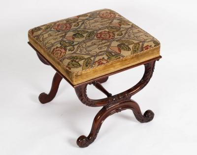 Appraisal: A Regency style X-framed carved stool the upholstered top cm