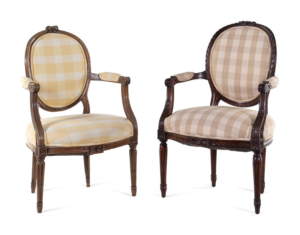 Appraisal: A Louis XVI Beechwood Fauteuil and a Louis XVI Style