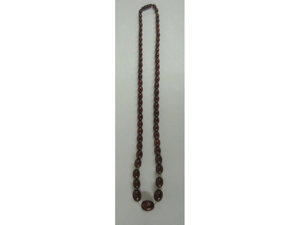 Appraisal: String of Victorian graduated red amber beads Approx in