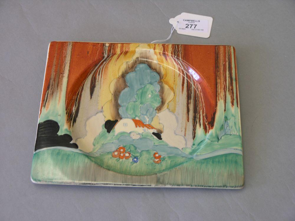 Appraisal: A Clarice Cliff trencher plate 'Forest Glen' rectangular shape printed