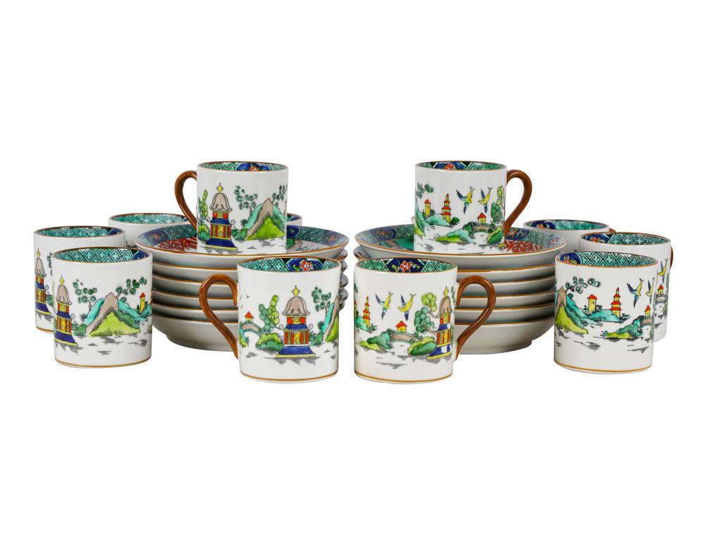 Appraisal: STAFFORSHIRE PORCELAIN DEMITASSE SETChinese Willow pattern comprising demitasse cups and