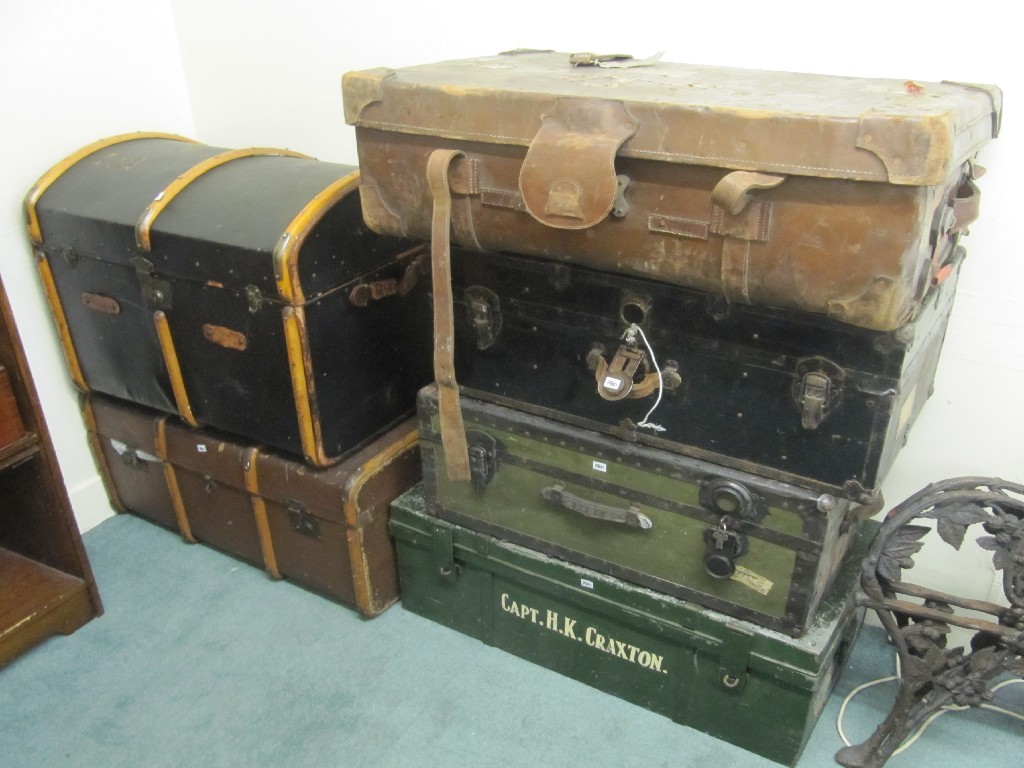 Appraisal: Six various travel trunks cases