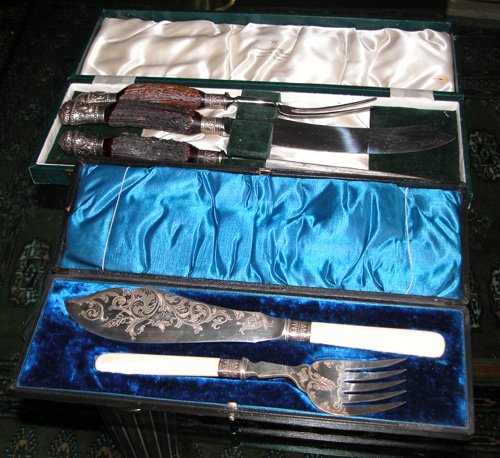 Appraisal: Artist Title Two cased sets of knives English silver plate