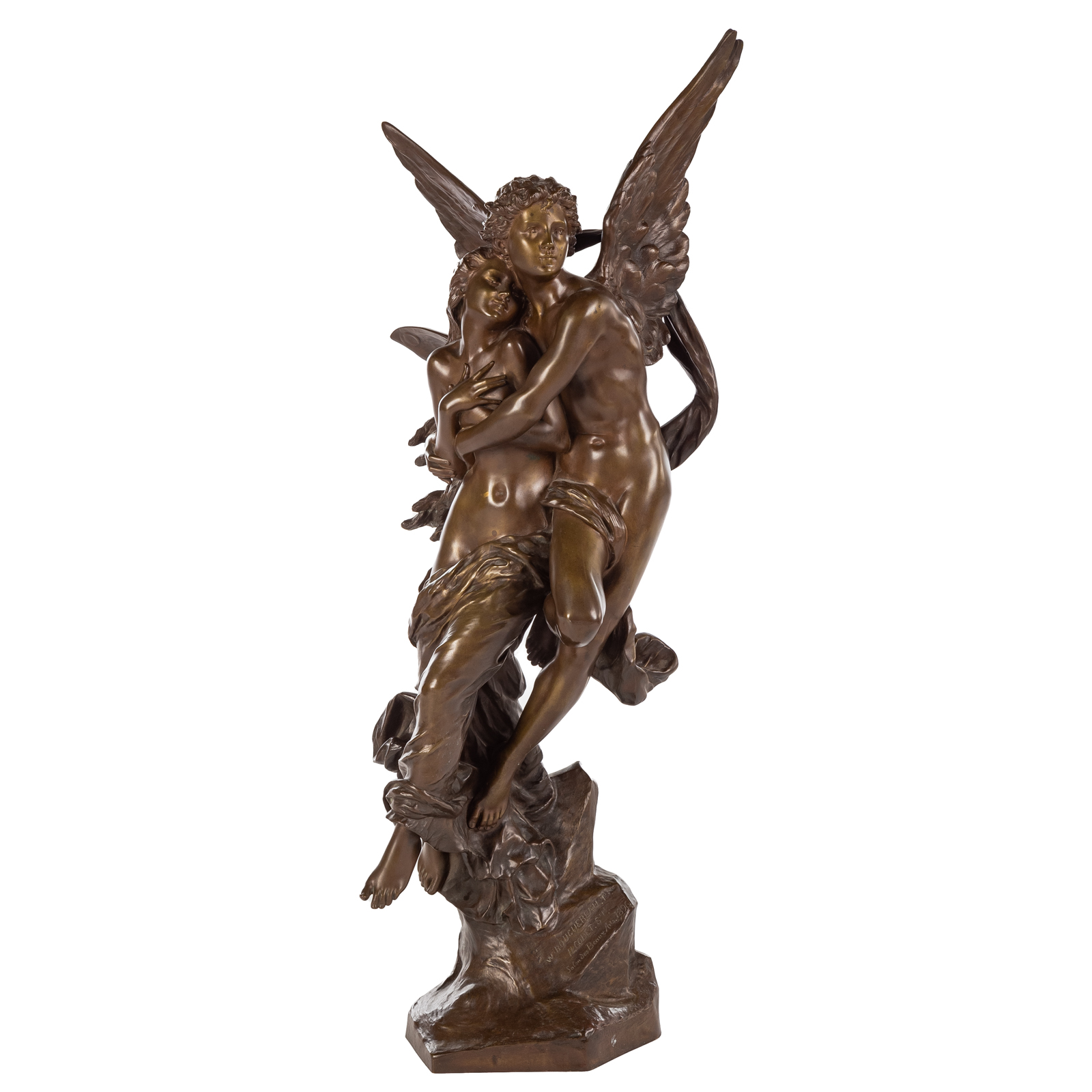 Appraisal: HENRI GODET CUPID PSYCHE BRONZE French - Large bronze figural