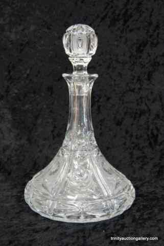 Appraisal: Lg Lead Crystal Ships Decanter w Ground StopperHas roses and