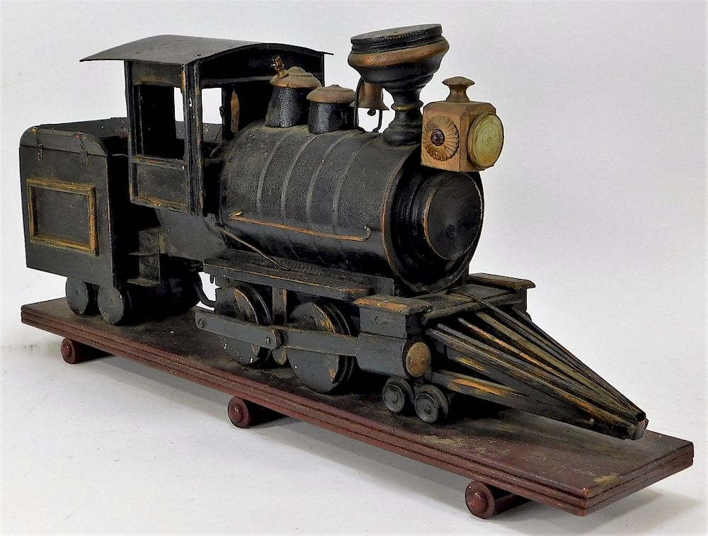 Appraisal: LG Mounted Model Train Engine and Tender United States Early