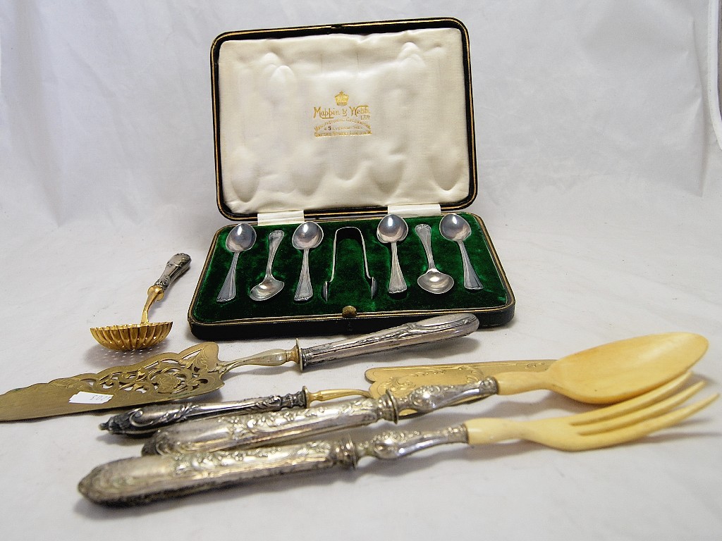 Appraisal: Two cased sets of half dozen coffee spoons and longs