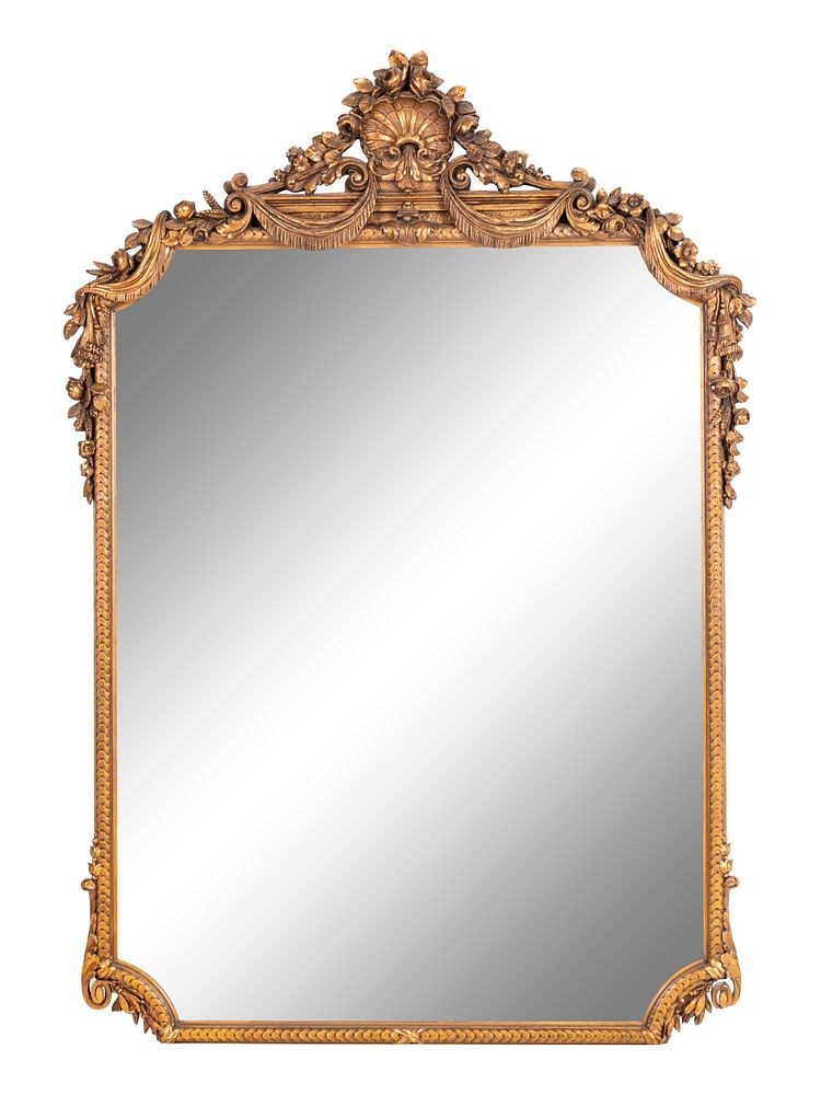 Appraisal: A Neoclassical Carved Giltwood Mirror A Neoclassical Carved Giltwood Mirror