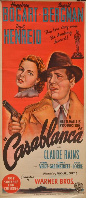 Appraisal: AN AUSTRALIAN DAYBILL POSTER FOR 'CASABLANCA' Warner Bros circa s