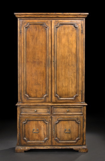 Appraisal: Continental Fruitwood Cabinet the molded cornice over two paneled doors