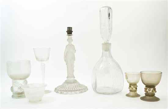 Appraisal: A Collection of Seven Glass Articles comprising a standard with