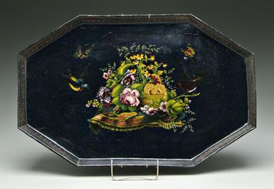 Appraisal: Russian toleware tray canted corners finely painted floral bouquet with