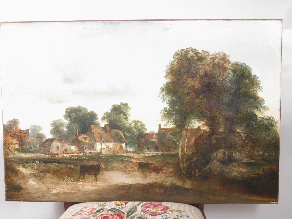 Appraisal: eEDWARD CHARLES WILLIAMS A wooded Landscape with cattle by a