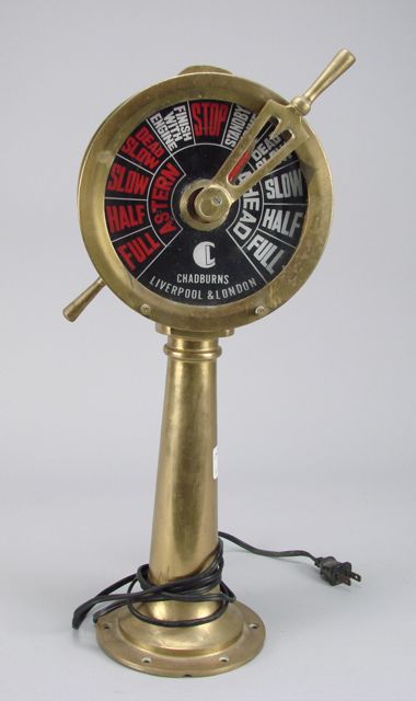 Appraisal: QUARTER-SIZE BRASS MODEL OF A SHIP'S TELEGRAPH With lighting device