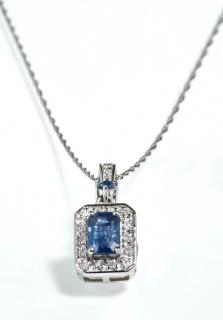 Appraisal: K White Gold Pendant with an emerald cut car K