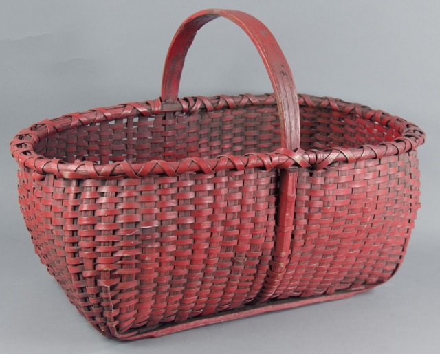 Appraisal: Virginia Red-Painted BasketSimilar in form to Giles Co Virginia baskets