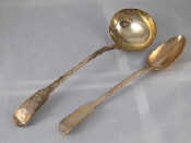 Appraisal: A Georgian silver Fiddle and thread pattern soup ladle William