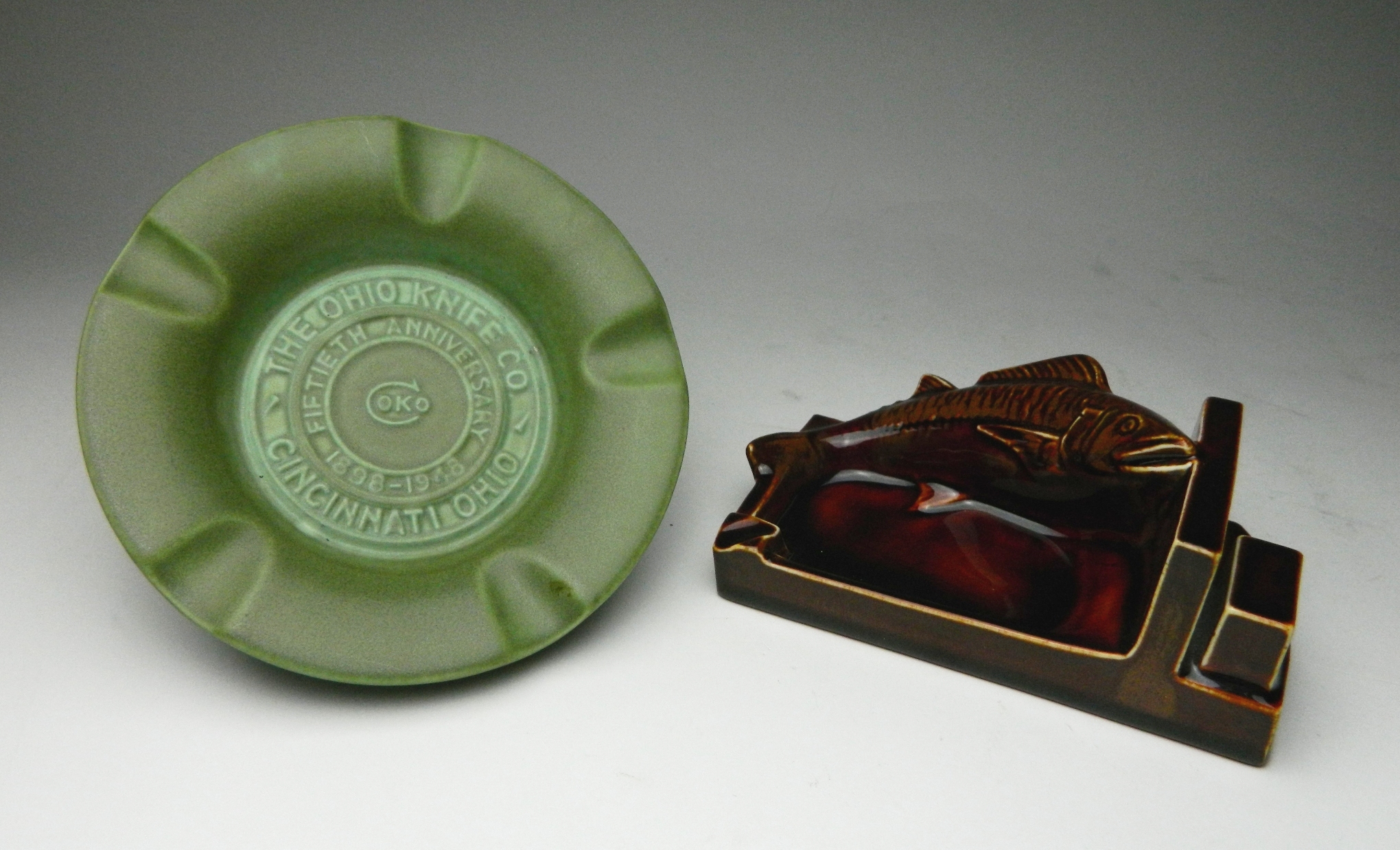 Appraisal: Pcs of Rookwood pottery ashtrays The Ohio Knife Co Cincinnati