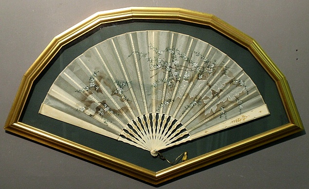 Appraisal: - Japanese fan mounted in a gilt shadow box frame