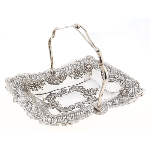 Appraisal: An Edwardian pierced and die stamped cake basket with trellis