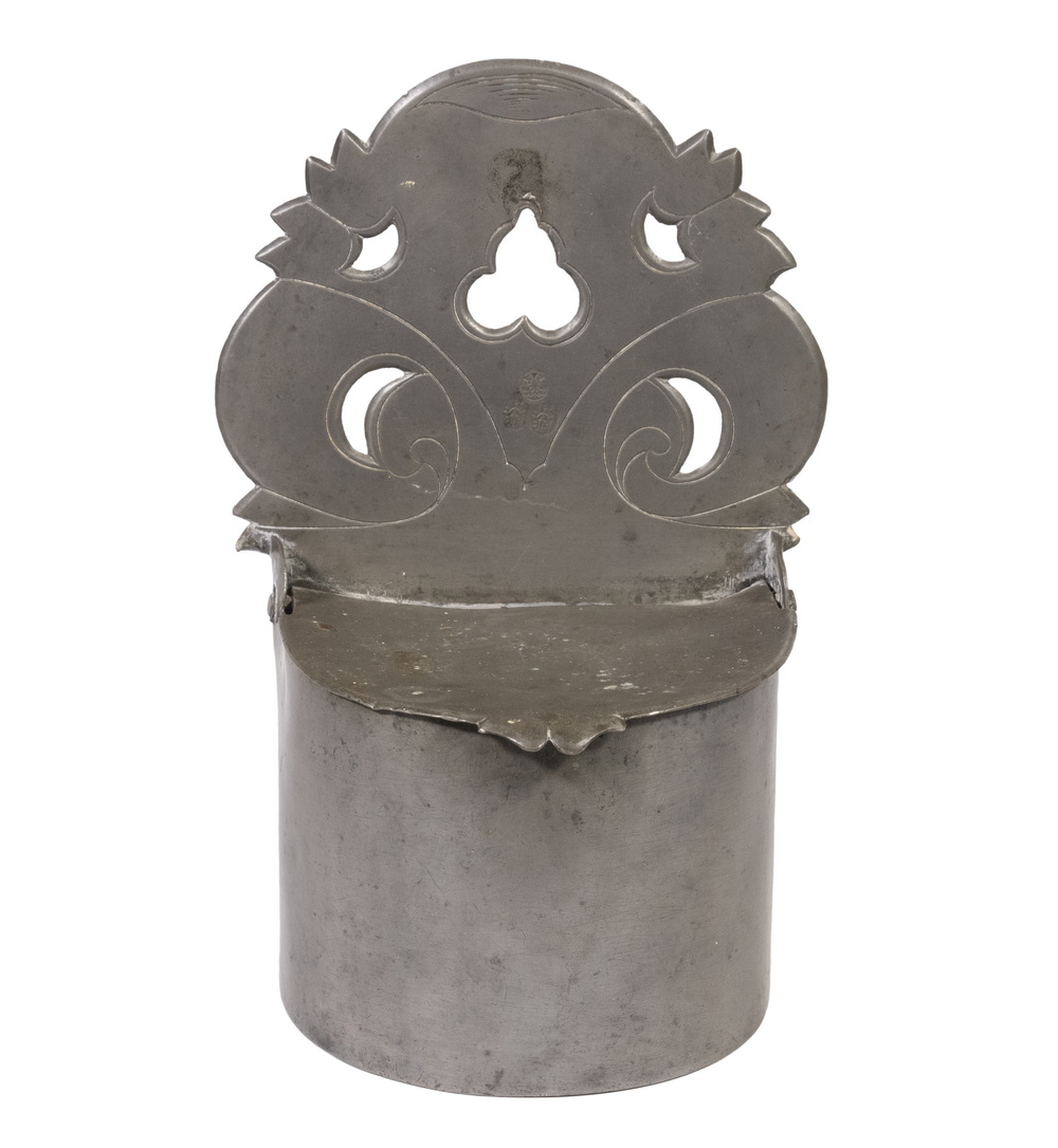 Appraisal: CONTINENTAL PEWTER SALT BOX th c Austrian or German Wall