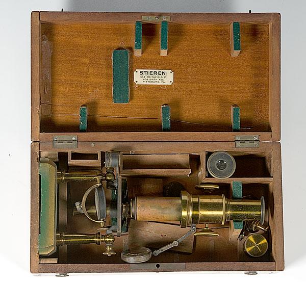 Appraisal: CASED STIEREN MICROSCOPE CA housed in mahogany case and complete