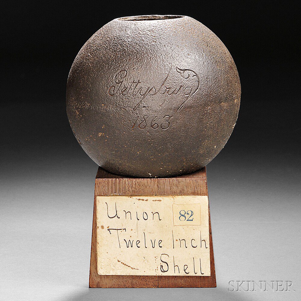 Appraisal: Twelve-pound Spherical Case Shot with Base from Gettysburg c twelve