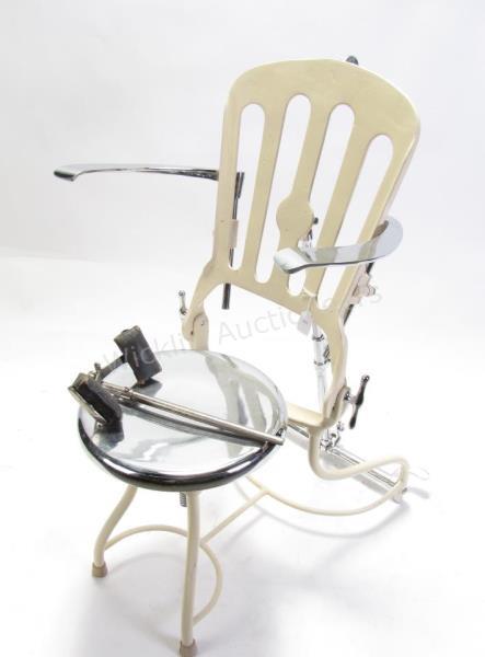 Appraisal: Antique Dentist's chair fully adjustable with polished nickel chrome and