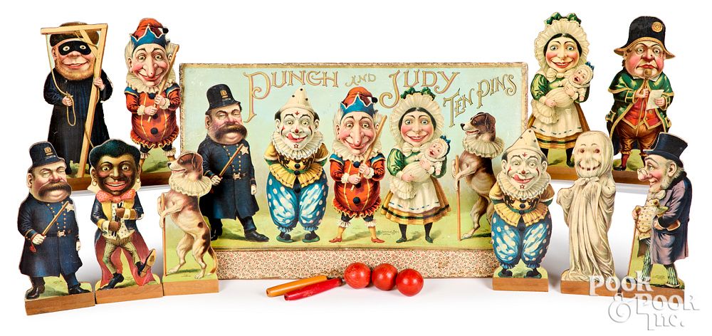 Appraisal: McLoughlin Bros Punch Judy Ten Pins McLoughlin Bros Punch Judy