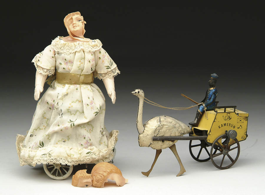 Appraisal: LOT OF LEHMANN TOYS Including Kamerun ostrich cart with black