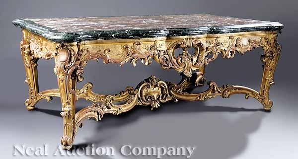 Appraisal: An Antique Monumental R gence Carved and Giltwood Salon Table