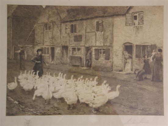 Appraisal: After Myles Birkett Foster 'The Goose Girl' signed h w