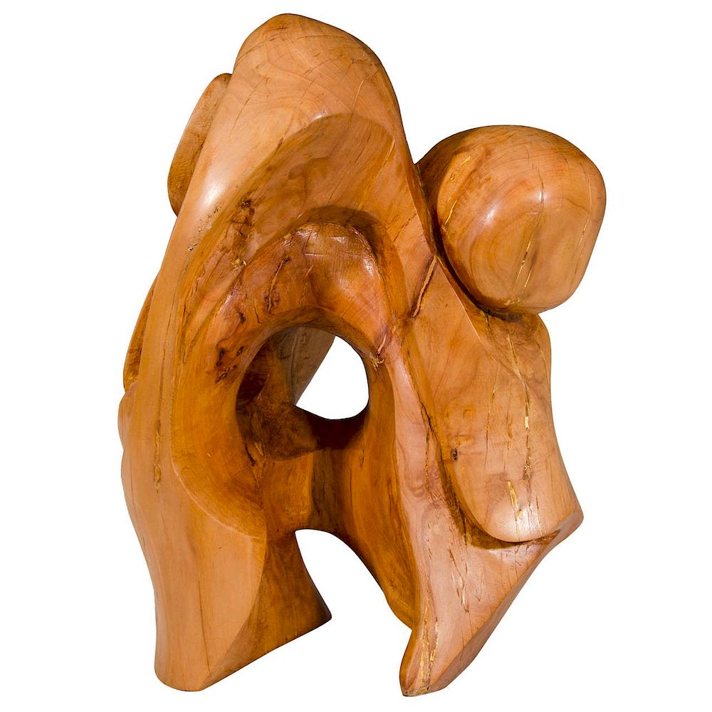 Appraisal: Edmund Spiro Mid-century Abstract Wood Sculpture Edmund Spiro mid-century modern