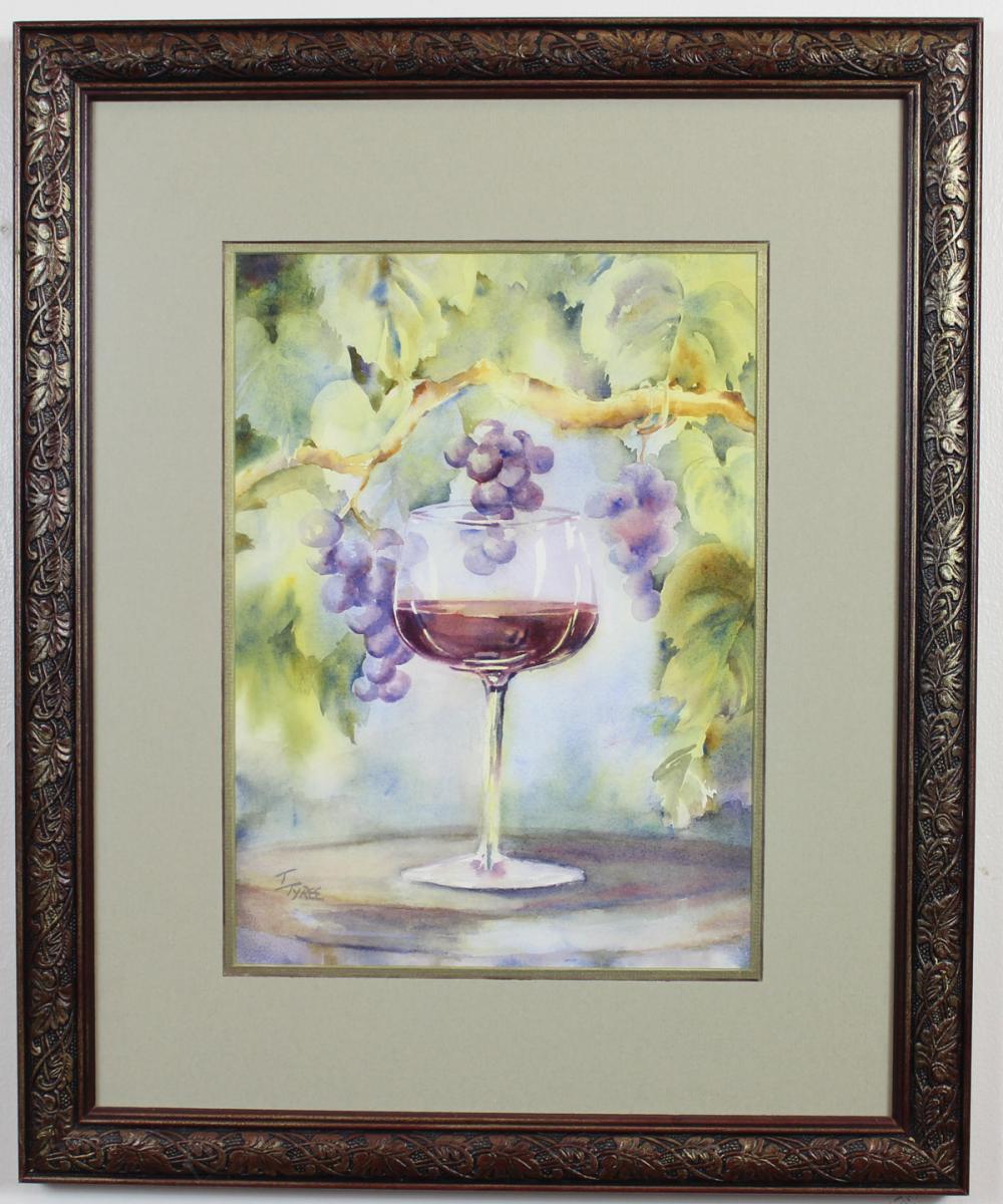 Appraisal: TONI TYREE Oregon st century watercolor on paper wine glass