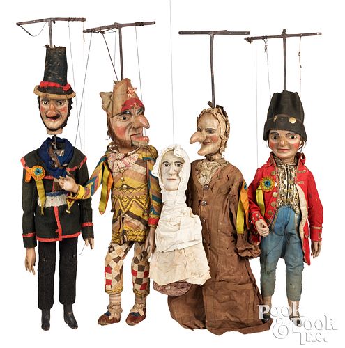 Appraisal: PUNCH JUDY FIVE PIECE ROD MARIONETTE PUPPETSPunch Judy five piece