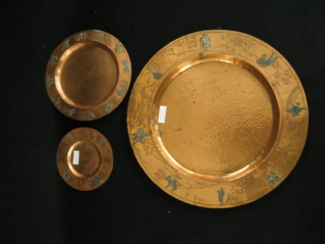 Appraisal: Set of Mexico Sterling Copper Trays by Victoria Ana Nunez