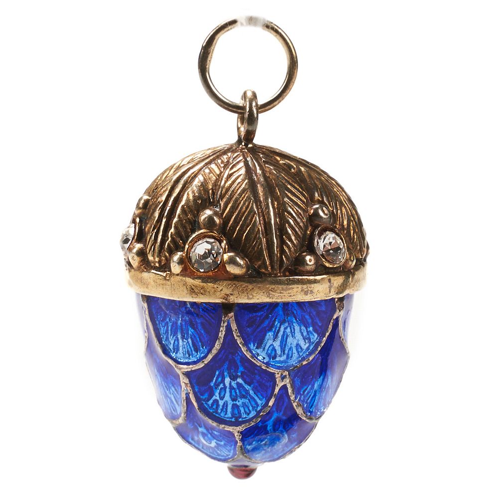 Appraisal: Enameled Russian Egg Acorn Charm Pendant Russian egg charm or