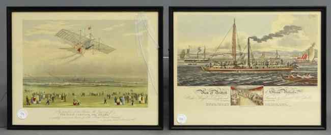 Appraisal: Lot prints including 'The First Carriage The Arial'' '' x