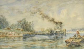 Appraisal: Robert Hopkin Landscape with Riverboat Robert Hopkin Scottish-American - watercolor