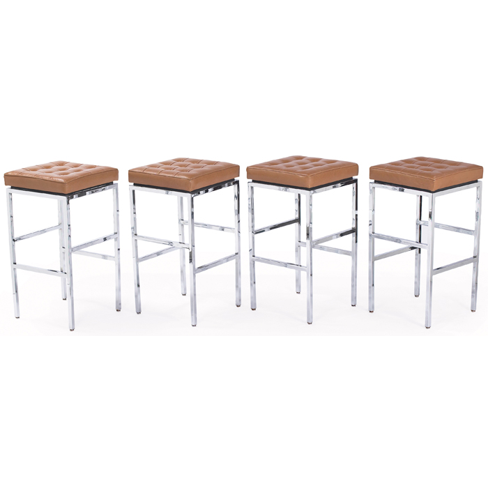 Appraisal: Mueller Furniture bar stools USA chromed bases with two footrest