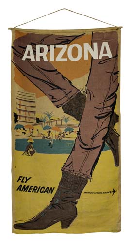 Appraisal: FERNIE DATES UNKNOWN ARIZONA FLY AMERICAN Fabric wall hanging x