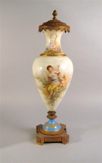 Appraisal: Sevres style porcelain and patinated metal mounted vase th century